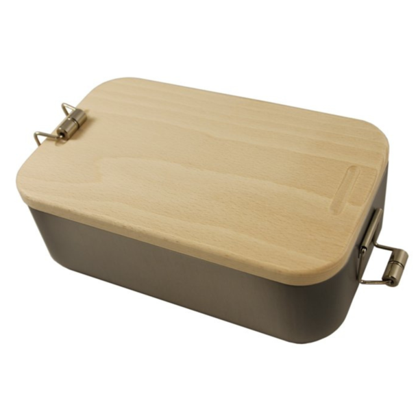 Metall-Lunchbox mit Holzdeckel